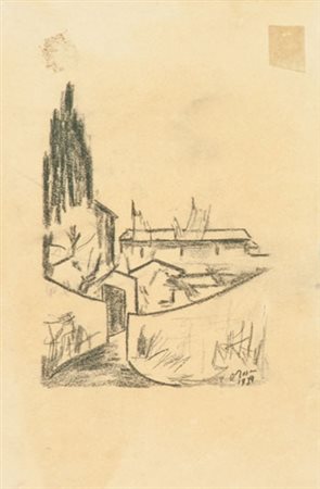 Ottone Rosai Paesaggio, 1939 Carboncino su carta, cm. 27x18 La carta presenta...