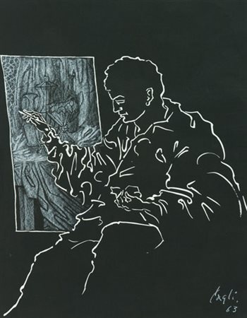 Corrado Cagli Pittore, 1963 Tecnica mista su carta, cm. 49,5x39,5 Firma e...