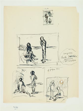 Orfeo Tamburi L'art romantique, 1940 China su carta, cm. 28x22 Firma in basso...