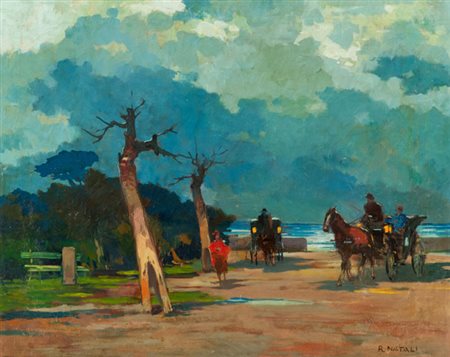 Renato Natali Tramonto all'Ardenza Olio su tela, cm. 45x55 Firmato in basso a...