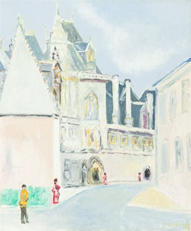 Giuseppe Cesetti Strada di Parigi Olio su tela, cm. 72,5x60,5 Firmato in...