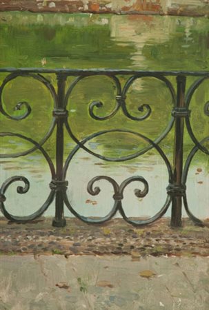 Tommasi Adolfo (Attribuito) Giardino di Boboli Olio su tavola, cm. 19,5x13,5...