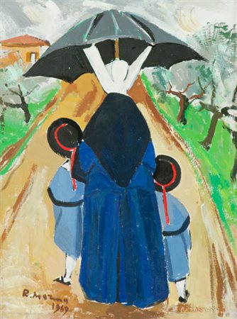 Rodolfo Marma Monachina in campagna, 1969 Olio su faesite, cm. 36x27 Firma e...