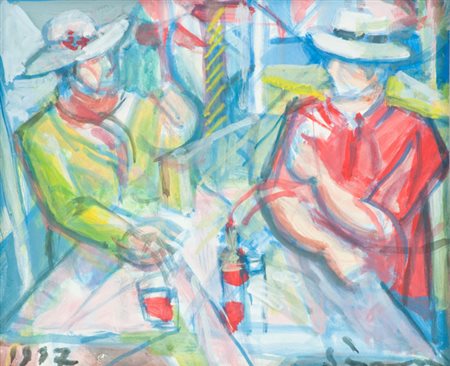 Daniel Schinasi Giocatori di carte, 1997 Olio su faesite, cm. 25x29,5 Firma...