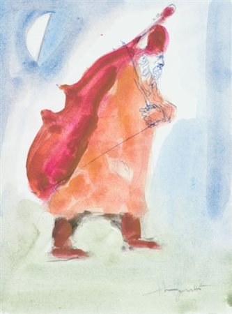 Trento Longaretti Musicista Tecnica mista su carta, cm. 20x14,5 Firmato in...