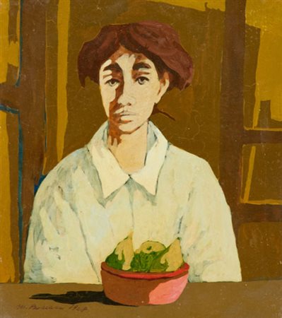 Marcello Boccacci Donna toscana, 1948 Olio su cartone, cm. 22,5x20 Firma e...