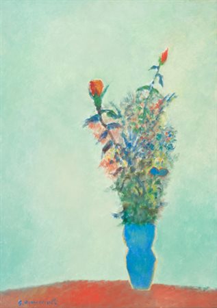 Giovanni Omiccioli Vaso di fiori Olio su cartone, cm. 51x36 Firmato in basso...