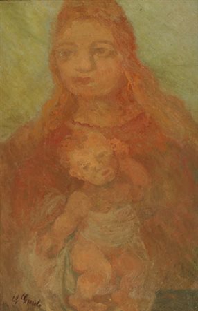 Guido Guidi Maternità Olio su tavola, cm. 74x48 Firmato in basso a sinistra.