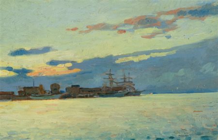 Cafiero Filippelli Marina Olio su tavola, cm. 10x16 Sul verso: firma.