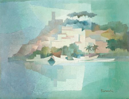 Paolo Frosecchi Marina Tecnica mista su tela cm. 45x58,5. La tela presenta...