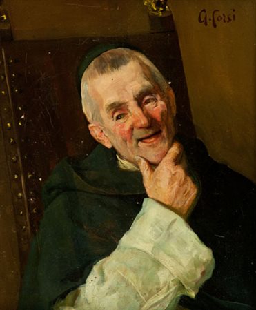 Giacinto Corsi Monaco Olio su tela, cm. 26x21 Firmato in alto a sinistra