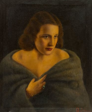 Alessandro Sani Ritratto di signora Olio su tela, cm. 60x50 Firmato in basso...