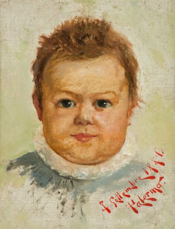 Antonio Leto Ritratto di bimbo, 1886 Olio su tela applicata su cartone, cm....