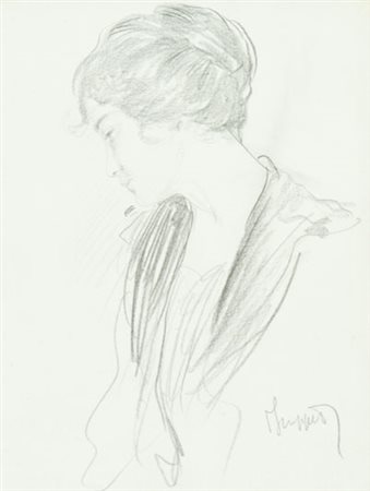 Pietro Scoppetta Figura Matita su carta, cm. 18,5x14,5 Firmato in basso a...