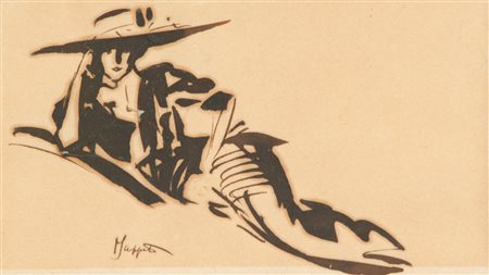 Pietro Scoppetta Figura distesa China su carta, cm. 10,5x18. La carta...