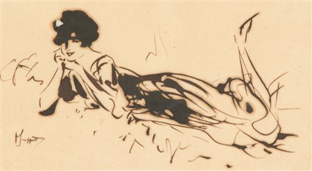 Pietro Scoppetta Figura distesa China su carta, cm. 10,5x18. La carta...