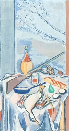 Orfeo Tamburi Natura morta con cacciagione Olio e tecnica mista su tela cm....