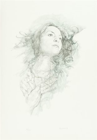 Renzo Vespignani Volto, 1979 Litografia su carta, cm. 70x50, es. 123/125...