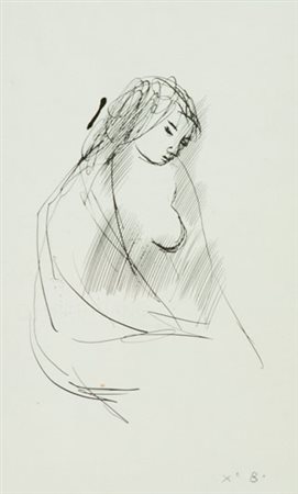 Xavier Bueno Ragazza, 1960 China su carta, cm. 28x22 Siglato in basso a...