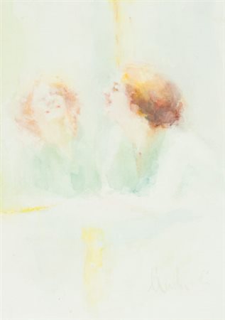 Attilio Andreoli Figura allo specchio Acquerello su carta, cm. 22,5x16,5...