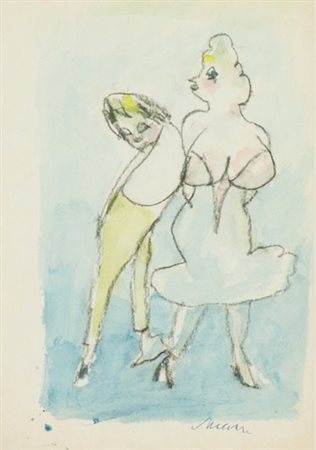 Mino Maccari Senza titolo, anni '70 Tecnica mista su carta, cm. 36x25 Firmato...