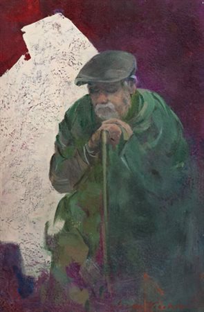 Giulio Da Vicchio Attesa Olio su cartone telato, cm. 30x20 Firmato in basso a...