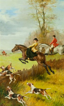 Aldo Affortunati Caccia Olio su cartone, cm. 64x40 Sul verso: firma e titolo.