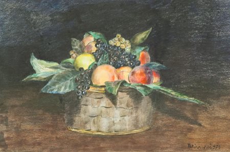 Nino Tirinnanzi Cesto di frutta, 1976 Tecnica mista su carta, cm. 30x45 Firma...
