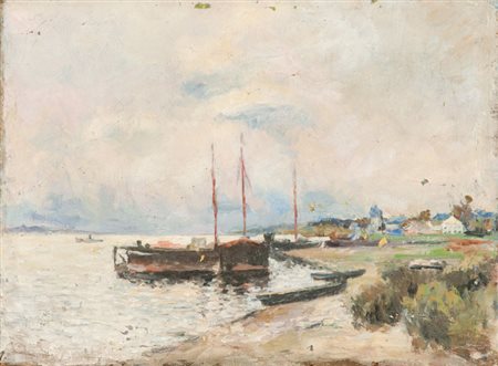 Anonimo Russo Marina Olio su tela, cm. 38x50,5. La tela presenta imperfezioni.