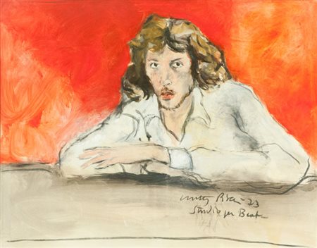 Walter Piacesi Studio per Beat, 1973 Olio su tela, cm. 80x100 Firma, data e...