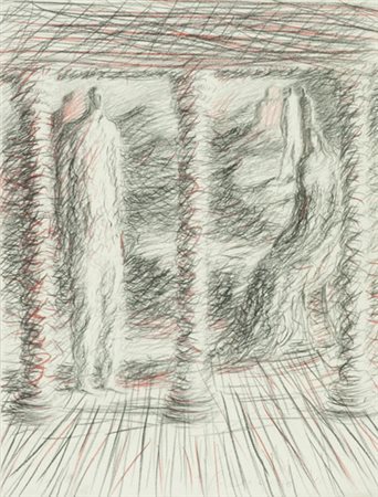 Lorenzo Bonechi Figure, 1985 Pastelli policromi su carta, cm 65x50 Firma e...