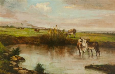 Aldo Affortunati Pascolo Olio su cartone, cm. 40x60 Firmato in basso a...