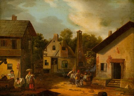 Anonimo Scena di Paese Olio su tela , cm. 35x48