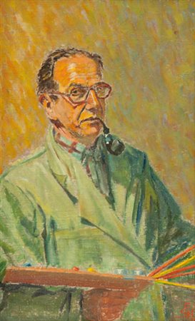 Anonimo Ritratto Olio su cartone, cm. 52,5x33,5 Firma illeggibile in basso a...