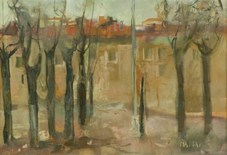 Mario Madiai Paesaggio Olio su tavola, cm. 50x70 Firmato in basso a destra.