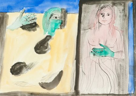 Bruno Cassinari Nudo, 1970 Acquerello e china su cartoncino, cm., 49x69 Firma...