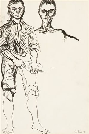 Renato Guttuso Figure, 1950 China su carta, cm. 32,5x22 Firma e data in basso...