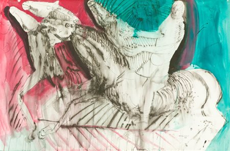 Bruno Cassinari Figure a cavallo, 1967 Acquerello e china su cartoncino, cm....