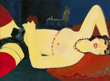 Salvatore Fiume Figura sdraiata Olio su faesite, cm. 54x74 Firmato in basso a...