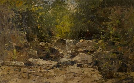 Ferruccio Rontini Il votro delle pulci, 1947 Olio su faesite, cm. 26,5x43...