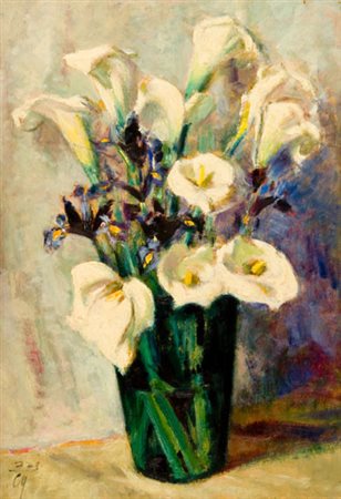 Corrado Michelozzi Fiori Olio su tavola, cm. 70x49 Firmato in basso a...