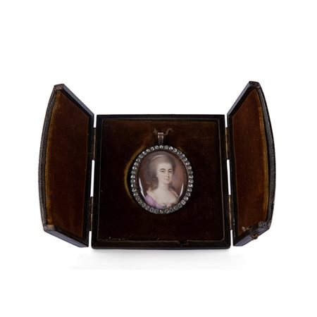 Miniatura con ritratto di gentildonna e fiore sul petto, Inghilterra seconda metà XVIII secolo