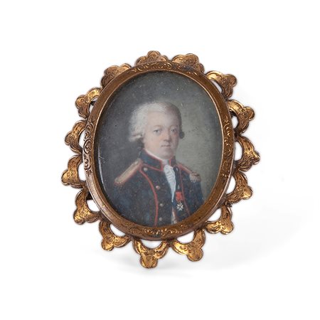 Miniatura con ritratto di ufficiale, Francia seconda metà XVIII secolo