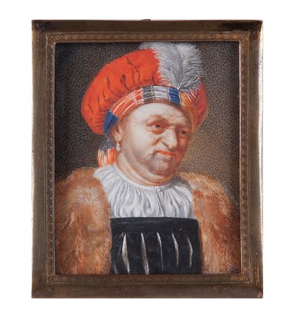 Miniatura raffigurante l'artista Frans Van Mieris, Olanda fine XVIII secolo
