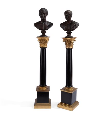 Coppia di busti in bronzo brunito, Italia XIX secolo
