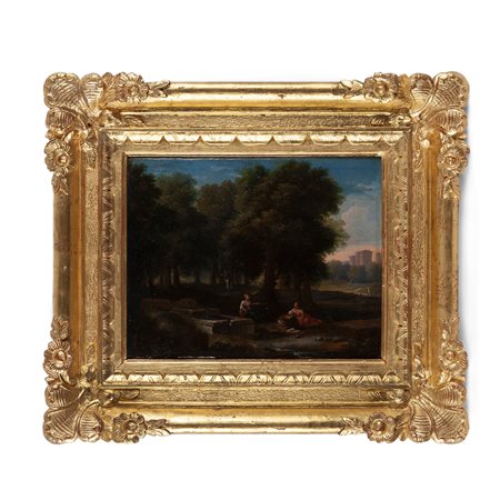 Alessio De Marchis (Napoli 1684 - Perugia 1782), attr. a, Paesaggio con figure classiche alla fonte