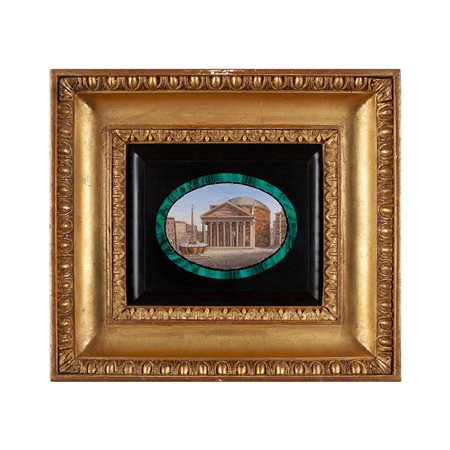 Placca in micromosaico raffigurante il Pantheon, manifattura della RFSP 1880 ca.