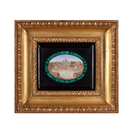 Placca in micromosaico raffigurante Piazza San Pietro, manifattura della RFSP 1880 ca.