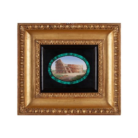 Placca in micromosaico raffigurante il Colosseo, manifattura della RFSP 1880 ca.