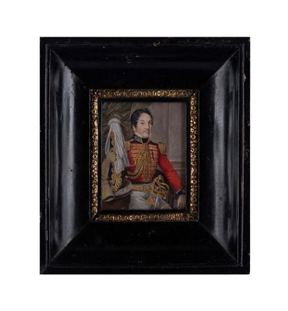 Miniatura raffigurante ufficiale in alta uniforme, Italia prima metà XIX secolo